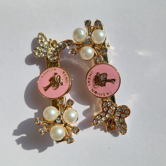 Korean Aligator clips Pearl & Stone Studded Hair Clips for Women & Girls