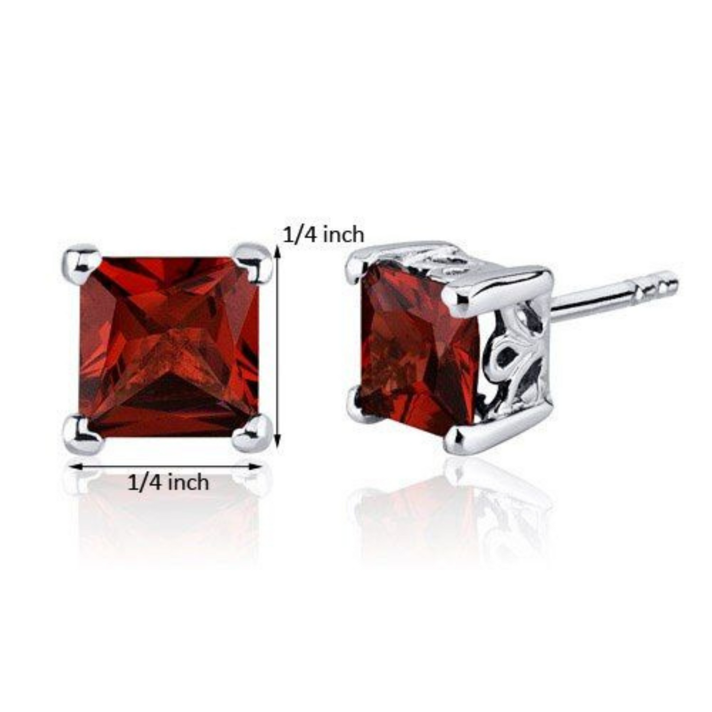 Ruby ston Stud Earrings |Sterling Silver & Round Brilliant Cubic Zirconia Tops for Men Women