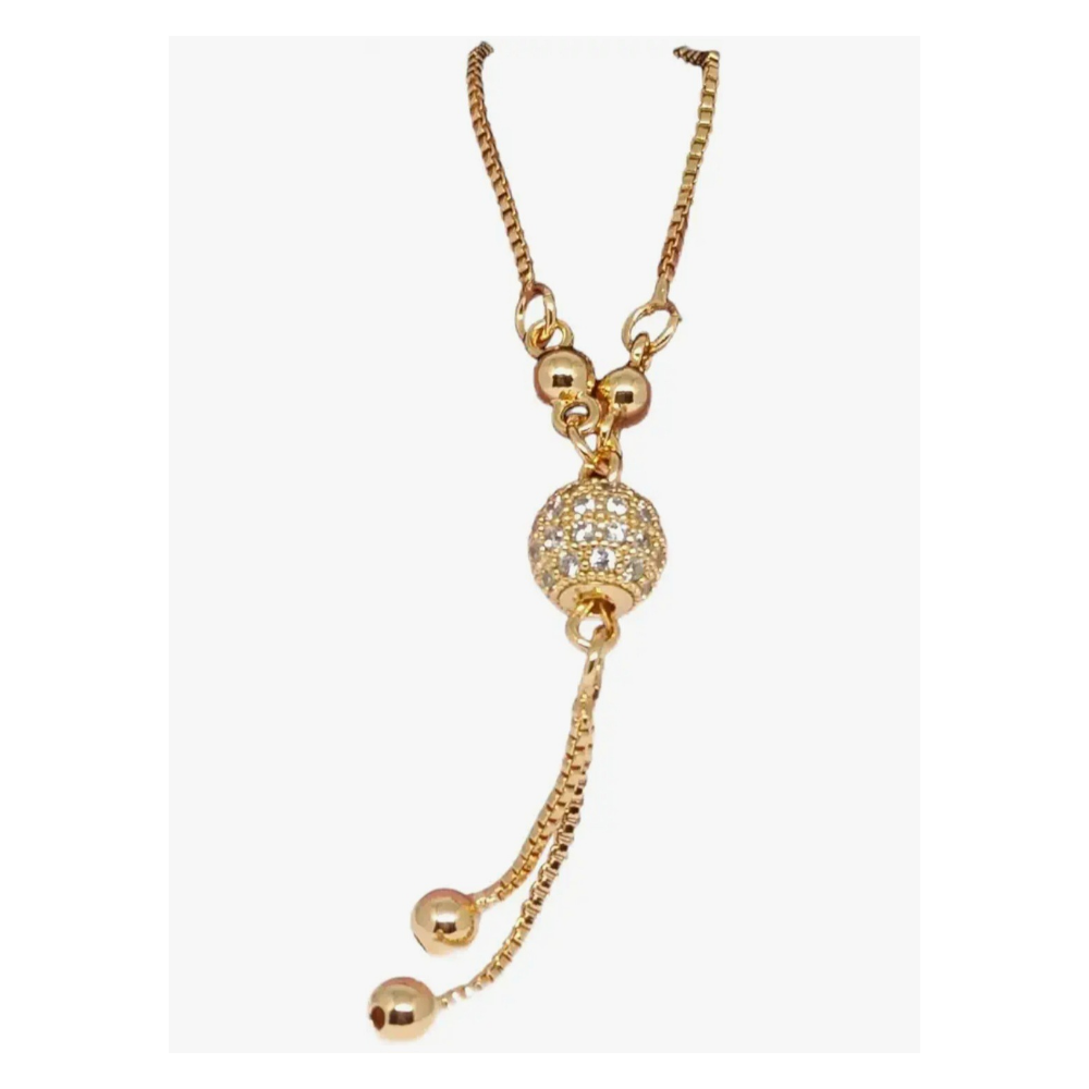 Fashion Frill Exclusive American Diamond Gold Plated Chain Pendant Jewellery For Women/Girls