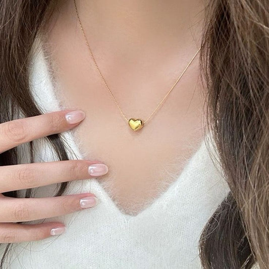 Ruby Gold-Tone Heart Pendant Necklace for Girls and Women | Minimalist Snake Chain | Ideal for Birthdays, Anniversaries, Weddings, Festivals & Special Occasions