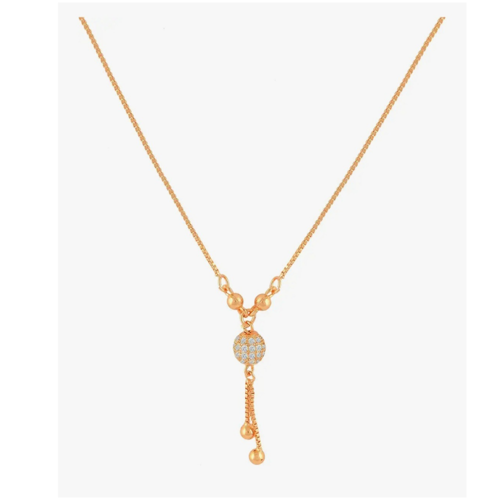 Fashion Frill Exclusive American Diamond Gold Plated Chain Pendant Jewellery For Women/Girls